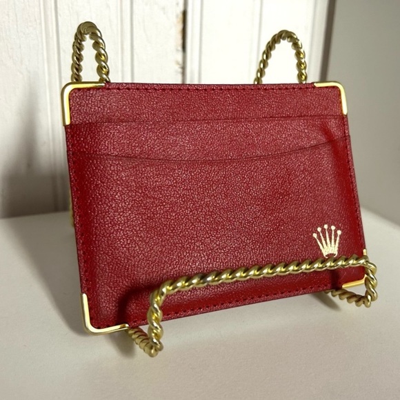 Rolex Other - ROLEX- AUTHENTIC 🍀 LIKE BRAND NEW! Geneva Red Leather Card Wallet/Sleeve